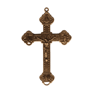 Vintage Bronze Baroque Crucifix with Marian Medallions