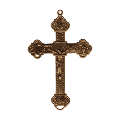 Vintage Bronze Baroque Crucifix with Marian Medallions