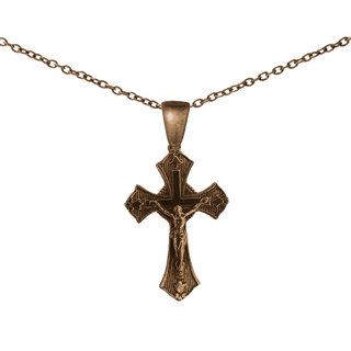 Vintage Bronze Tulip Crucifix