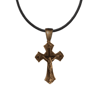 Vintage Bronze Tulip Crucifix