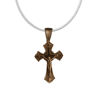 Vintage Bronze Tulip Crucifix