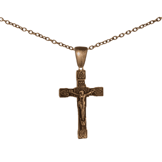 Vintage Bronze Square-End Crucifix with Rays