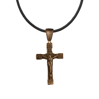 Vintage Bronze Square-End Crucifix with Rays