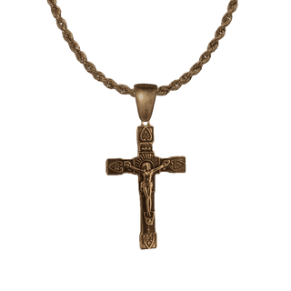 Vintage Bronze Square-End Crucifix with Rays