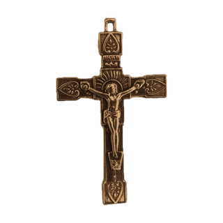 Vintage Bronze Square-End Crucifix with Rays