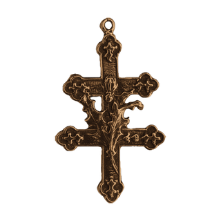 Vintage Bronze Cross of Lorraine with Thistle