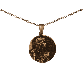 Vintage Bronze Mary Magdalene Medal, Hands in Prayer