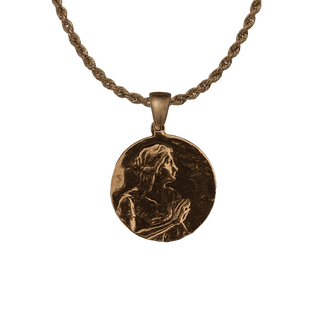 Vintage Bronze Mary Magdalene Medal, Hands in Prayer