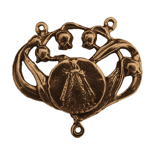 Vintage Bronze Our Lady Rosary Center with Lilies of the Valley