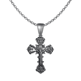Vintage White Bronze Grand Baroque Crucifix