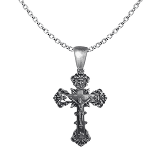 Vintage White Bronze Grand Baroque Crucifix