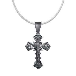 Vintage White Bronze Grand Baroque Crucifix