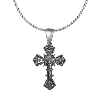 Vintage White Bronze Grand Baroque Crucifix