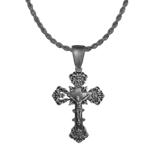 Vintage White Bronze Grand Baroque Crucifix