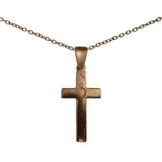 Vintage Bronze Nun's Cross with Engraved Sacred Heart