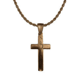 Vintage Bronze Nun's Cross with Engraved Sacred Heart