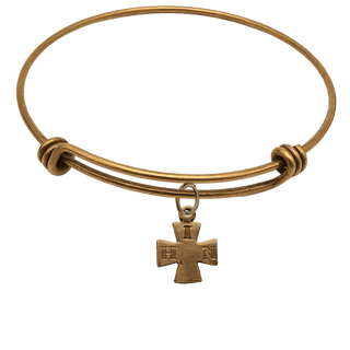 Vintage Bronze Tiny Cross Bangle Bracelet