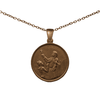 Vintage Bronze St. Francis Solano Medal, Blessing the Indians