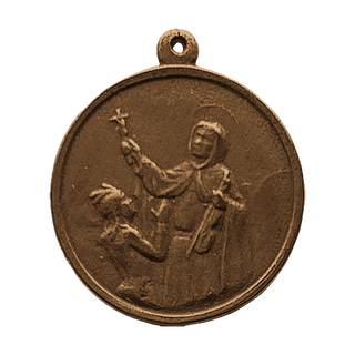 Vintage Bronze St. Francis Solano Medal, Blessing the Indians