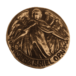 Vintage Bronze St. Gabriel the Archangel Button