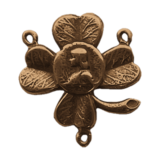 Vintage Bronze Four-Leaf Clover Rosary Center