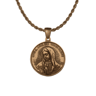 Vintage Bronze Our Lady of Guadalupe Medal, Worn Original