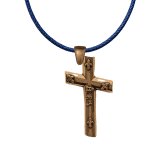 Vintage Bronze Ars Cross with Fleurs-de-Lis