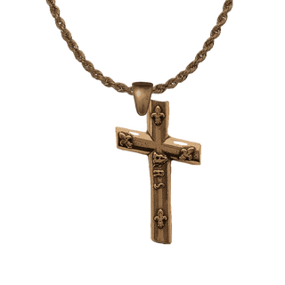 Vintage Bronze Ars Cross with Fleurs-de-Lis