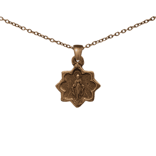 Vintage Bronze Tiny Star-Shaped Miraculous Medal