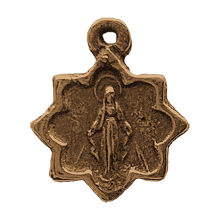 Vintage Bronze Tiny Star-Shaped Miraculous Medal