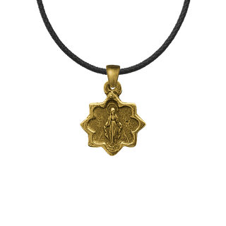Vintage Yellow Bronze Tiny Star-Shaped Miraculous Medal