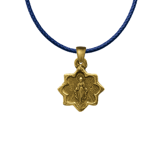 Vintage Yellow Bronze Tiny Star-Shaped Miraculous Medal