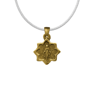 Vintage Yellow Bronze Tiny Star-Shaped Miraculous Medal
