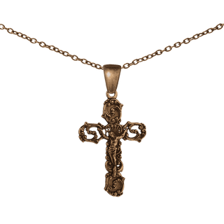 Vintage Bronze Rococo Scrollwork Crucifix