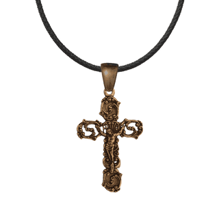 Vintage Bronze Rococo Scrollwork Crucifix