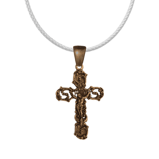 Vintage Bronze Rococo Scrollwork Crucifix