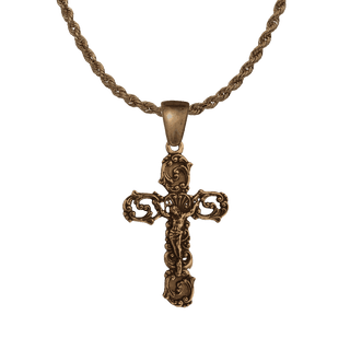 Vintage Bronze Rococo Scrollwork Crucifix