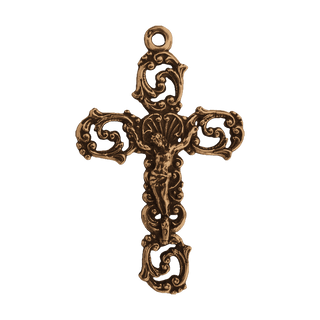 Vintage Bronze Rococo Scrollwork Crucifix