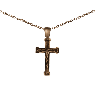 Vintage Bronze Tailored Crucifix with Greek Key Ends