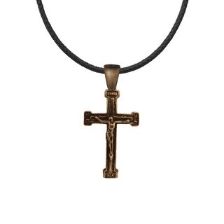 Vintage Bronze Tailored Crucifix with Greek Key Ends