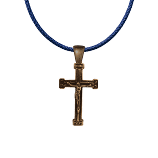 Vintage Bronze Tailored Crucifix with Greek Key Ends