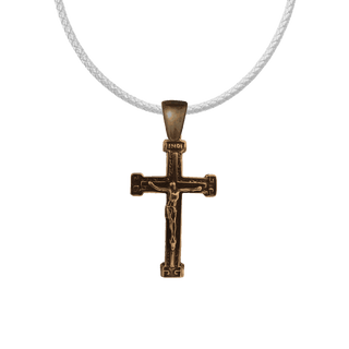 Vintage Bronze Tailored Crucifix with Greek Key Ends