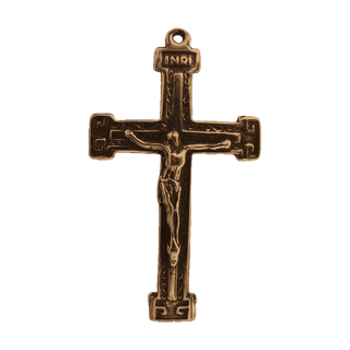 Vintage Bronze Tailored Crucifix with Greek Key Ends