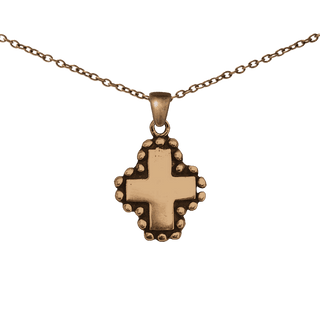 Vintage Bronze Beaded Border Greek Cross