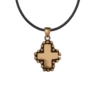 Vintage Bronze Beaded Border Greek Cross
