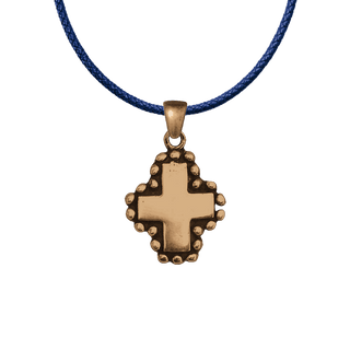 Vintage Bronze Beaded Border Greek Cross