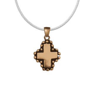 Vintage Bronze Beaded Border Greek Cross