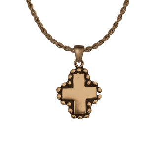 Vintage Bronze Beaded Border Greek Cross