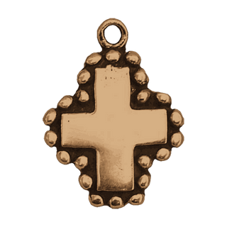 Vintage Bronze Beaded Border Greek Cross