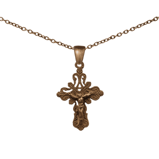 Vintage Bronze Elegant Scrollwork Crucifix